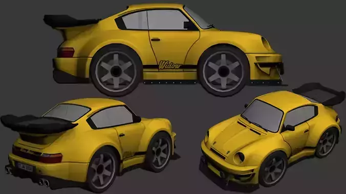 cartoon car vehicle 3d game ready model Low-poly 3D model-015