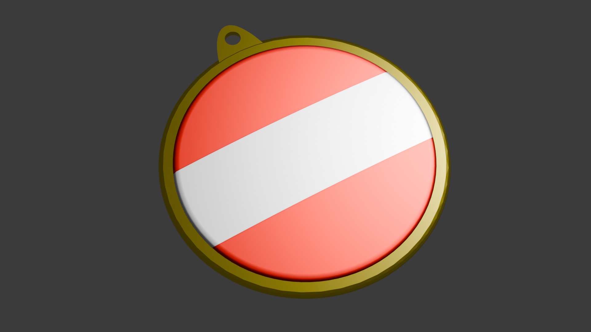 Austria flag Golden medal badge 3D model_26