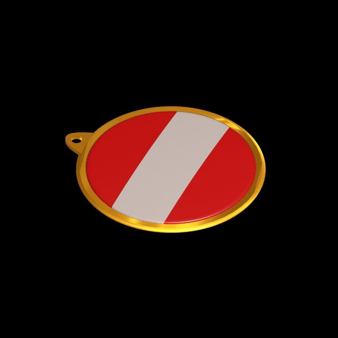 Austria flag Golden medal badge 3D model_18