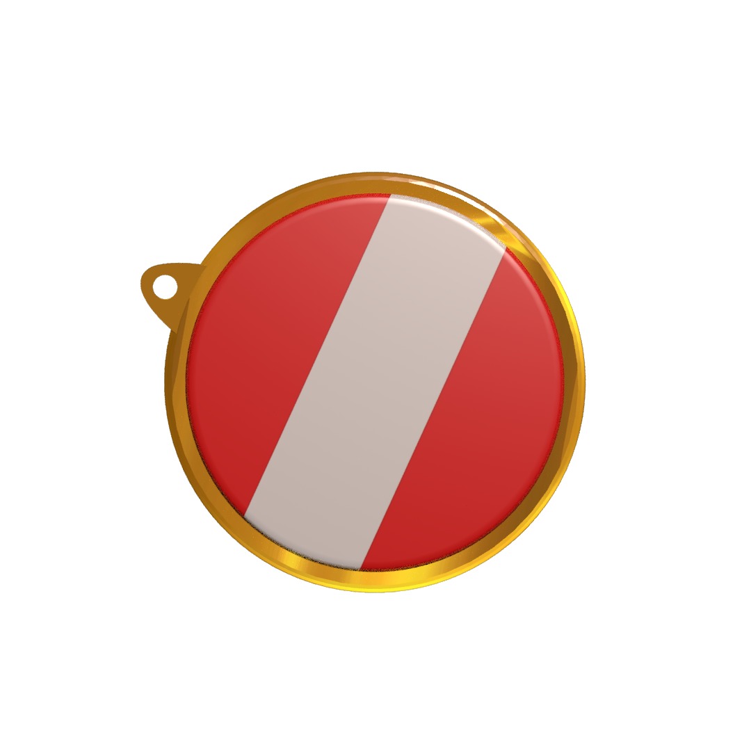 Austria flag Golden medal badge 3D model_2