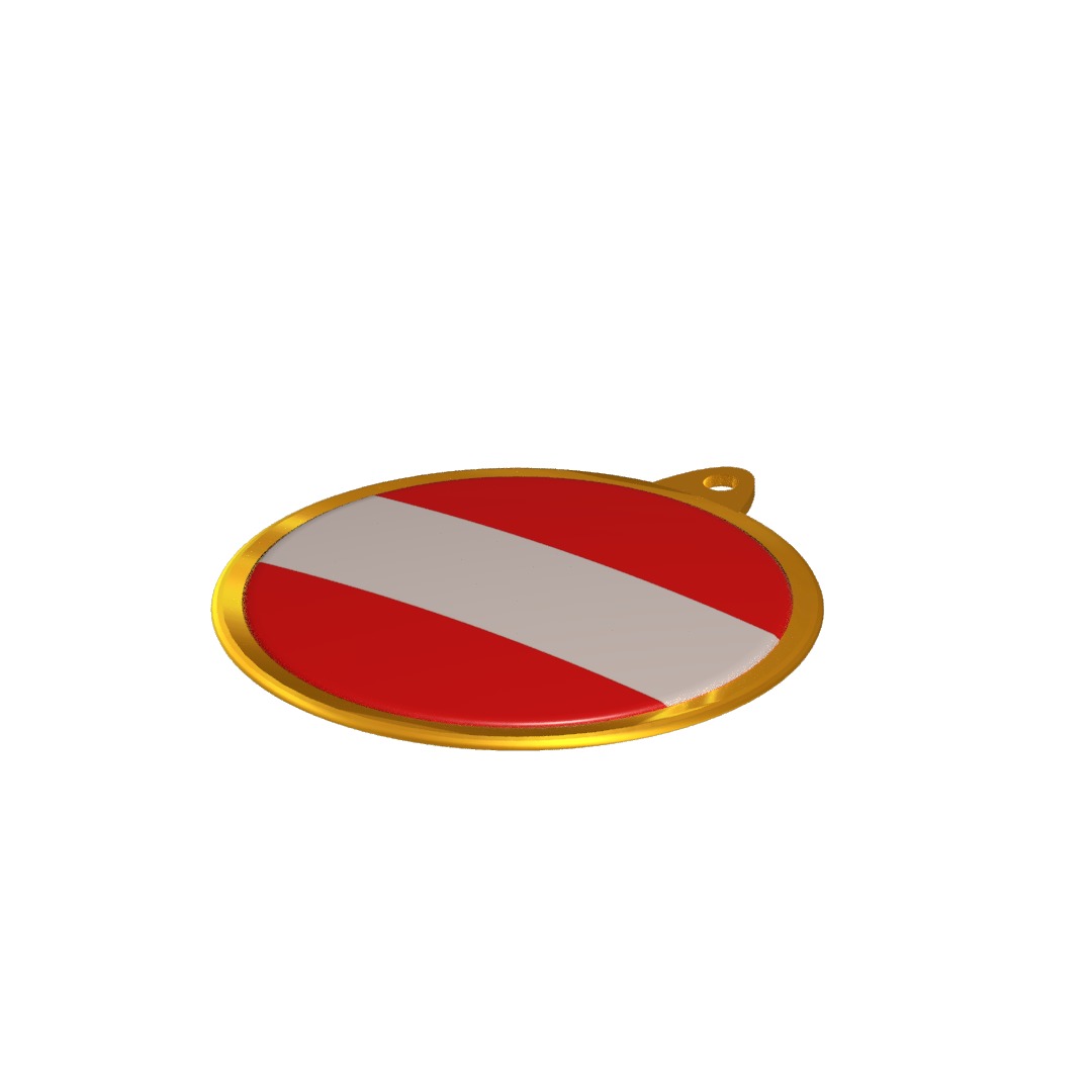 Austria flag Golden medal badge 3D model_7
