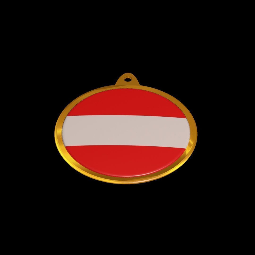 Austria flag Golden medal badge 3D model_24