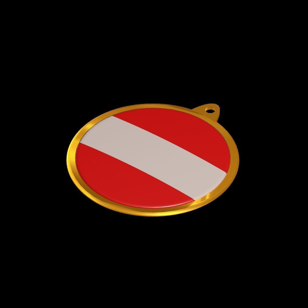 Austria flag Golden medal badge 3D model_21