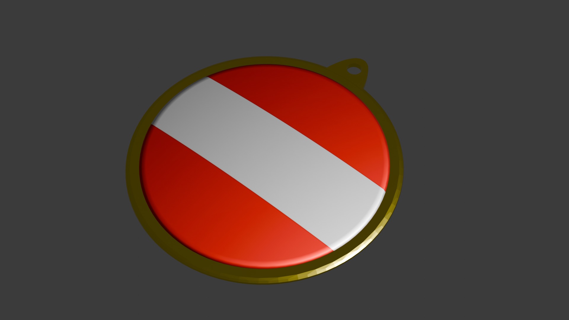 Austria flag Golden medal badge 3D model_27
