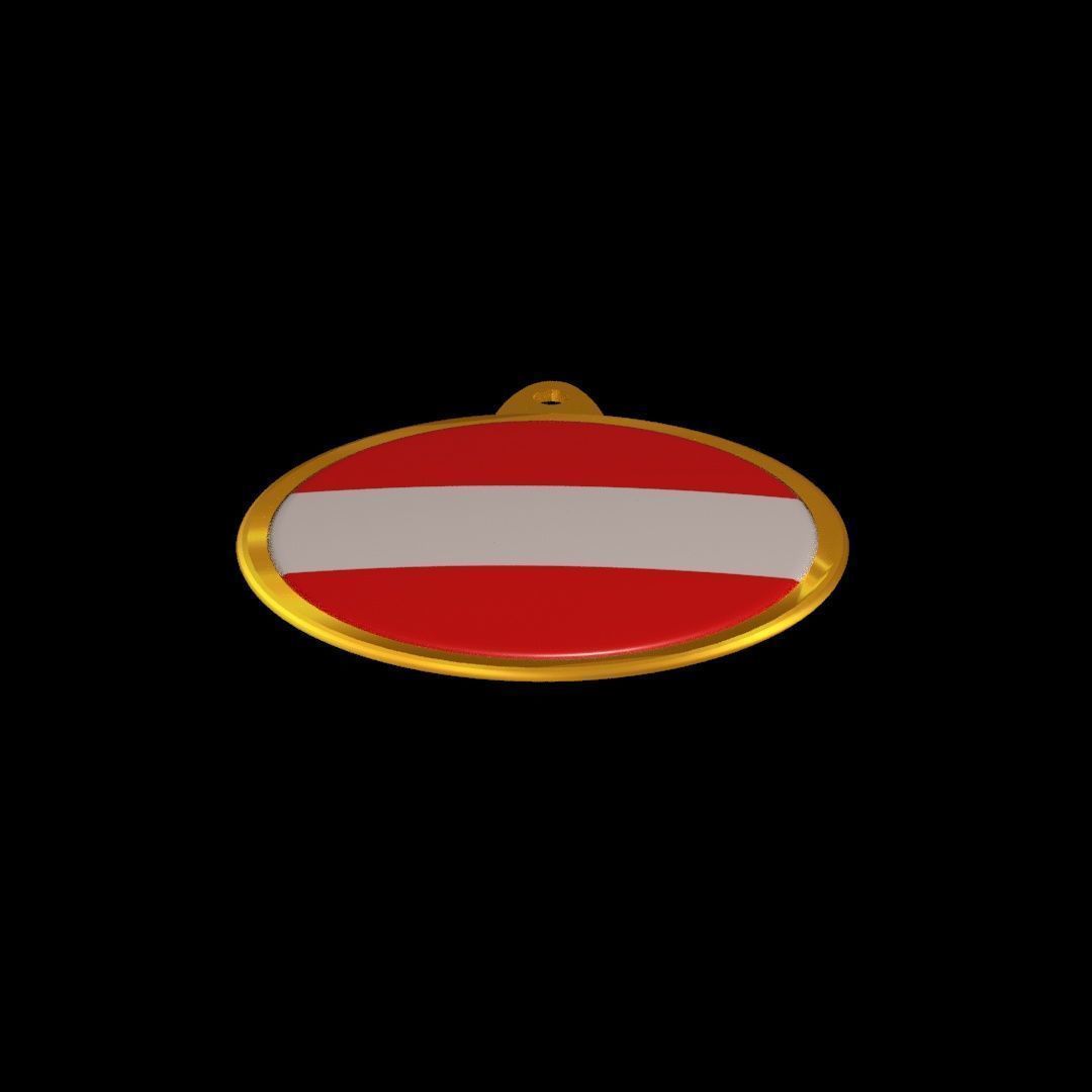 Austria flag Golden medal badge 3D model_25