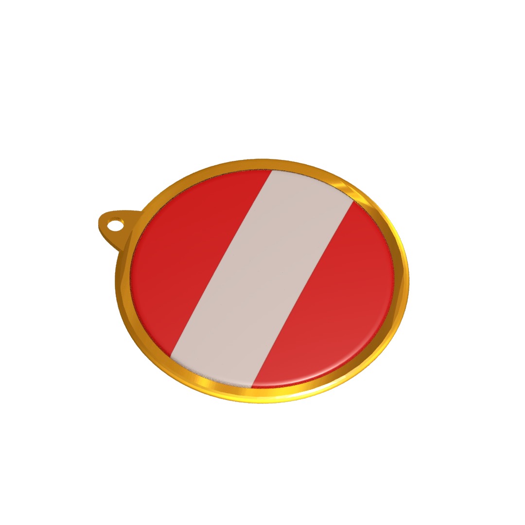 Austria flag Golden medal badge 3D model_3