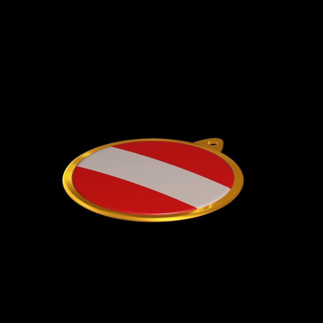 Austria flag Golden medal badge 3D model_20