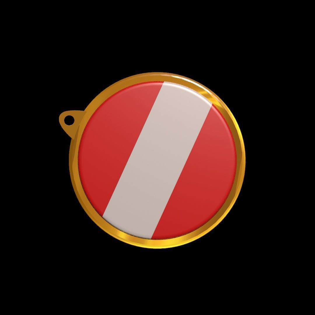 Austria flag Golden medal badge 3D model_15