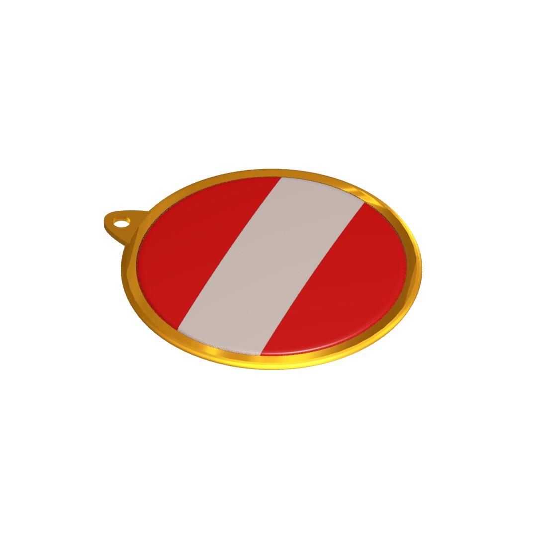 Austria flag Golden medal badge 3D model_4