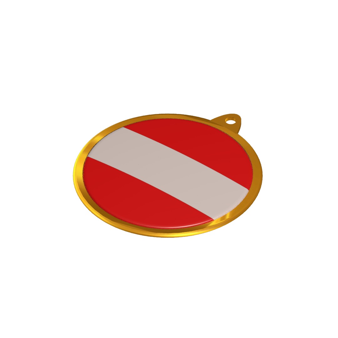 Austria flag Golden medal badge 3D model_5
