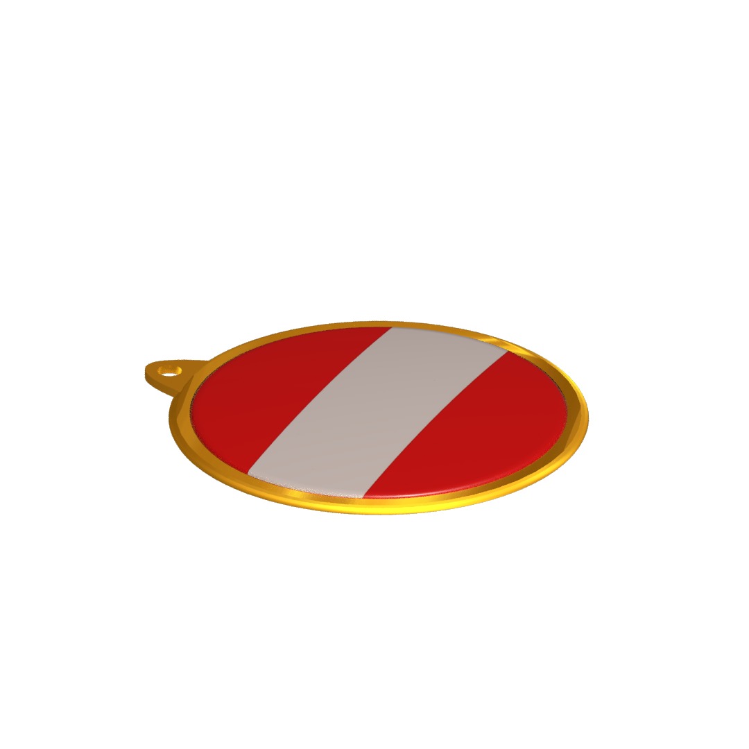 Austria flag Golden medal badge 3D model_6