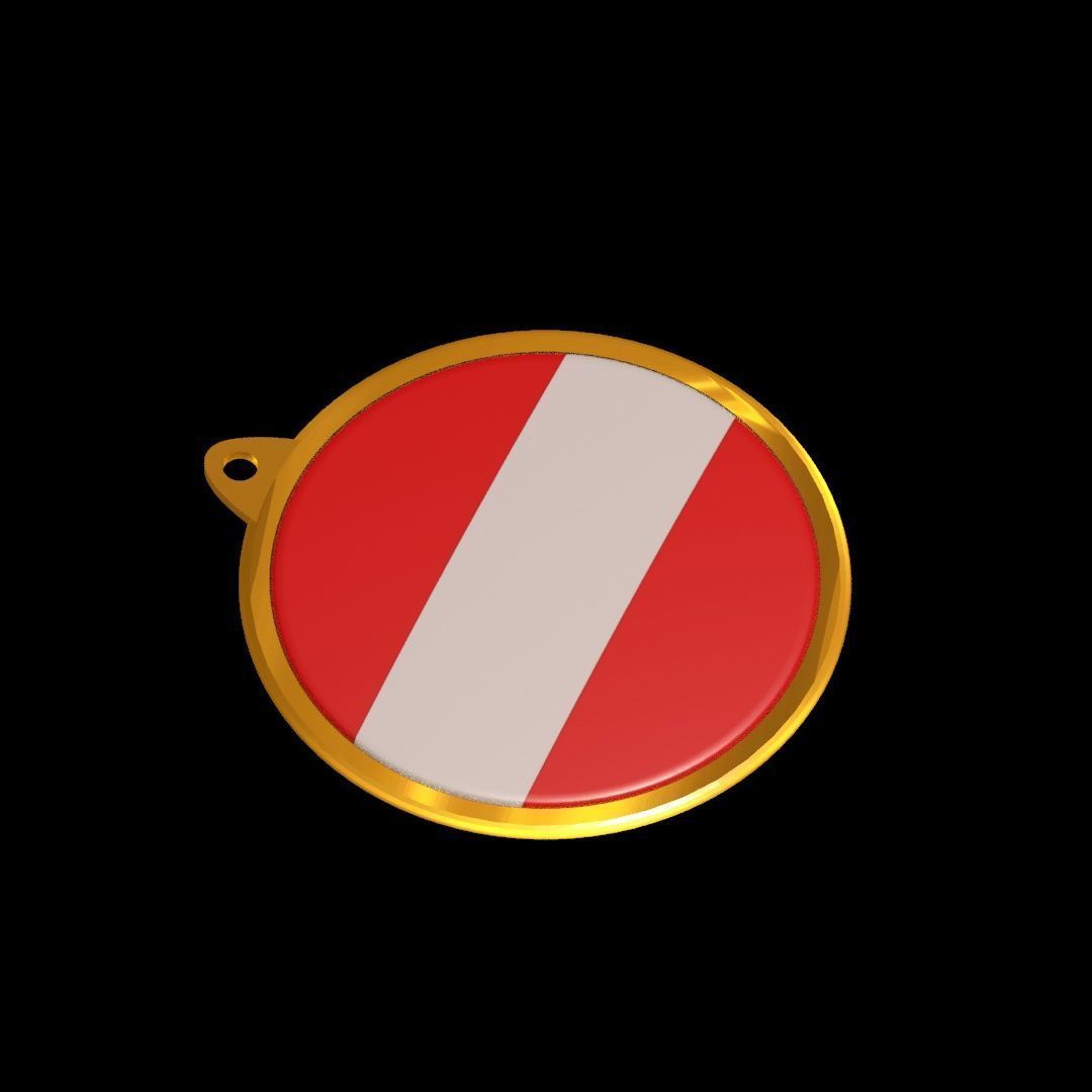 Austria flag Golden medal badge 3D model_17