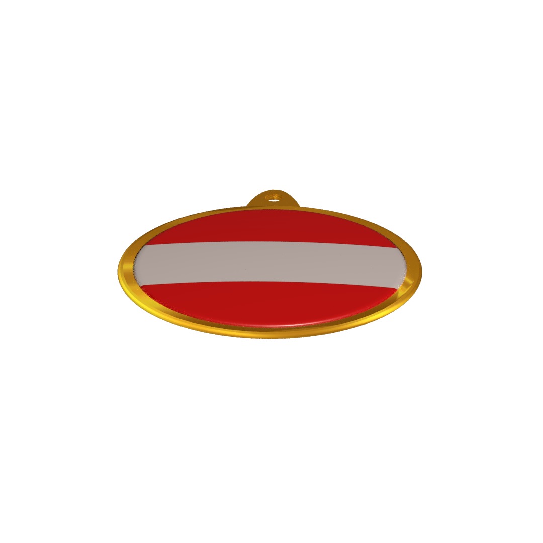 Austria flag Golden medal badge 3D model_10
