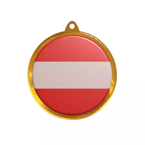 Austria flag Golden medal badge 3D model