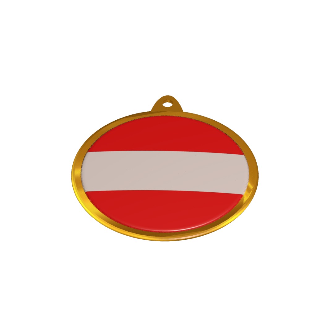 Austria flag Golden medal badge 3D model_9