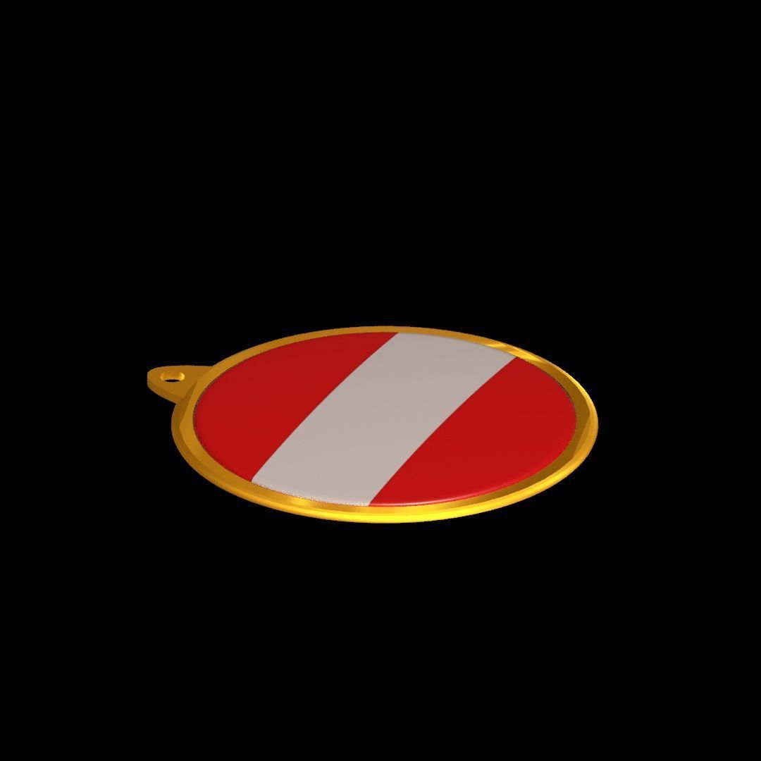 Austria flag Golden medal badge 3D model_19