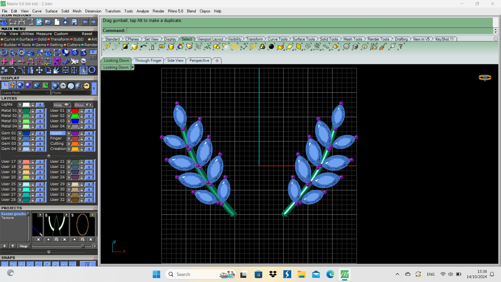 Leaf Earring Code 002  3D print model_4