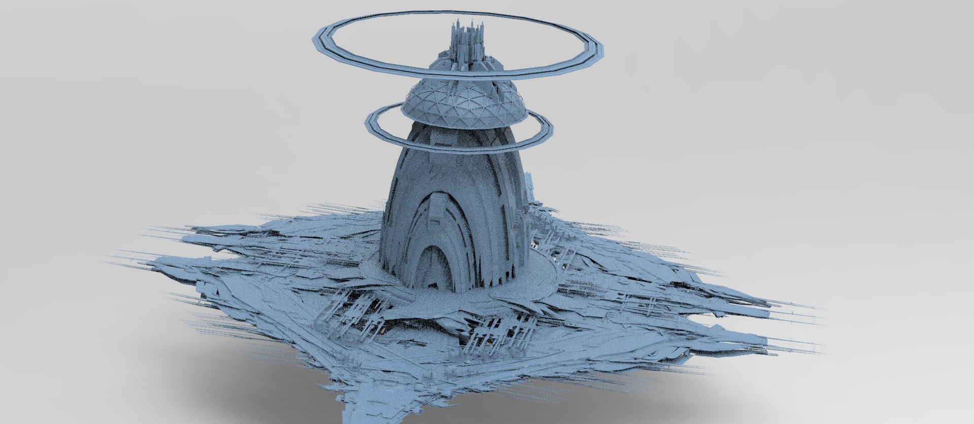 Cyberpunk Media Towers collection Low-poly 3D model_5