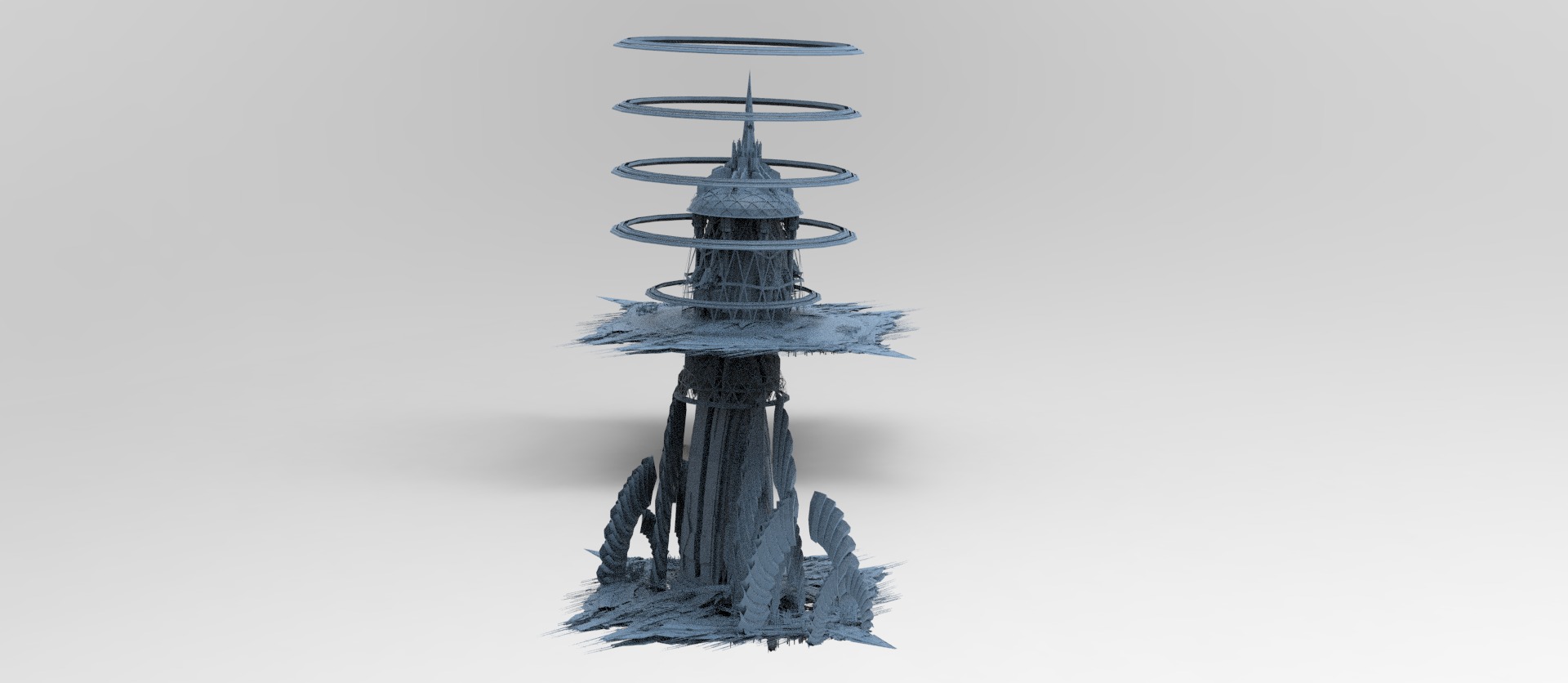 Cyberpunk Media Towers collection Low-poly 3D model_2