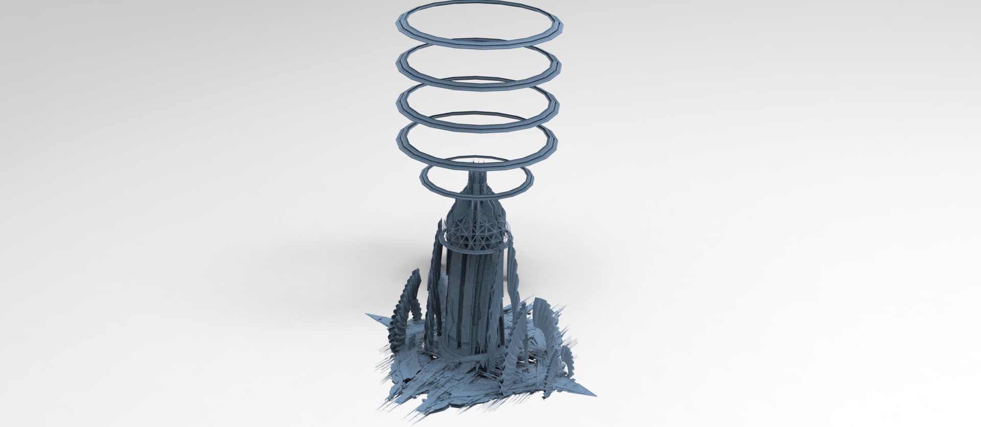 Cyberpunk Media Towers collection Low-poly 3D model_13