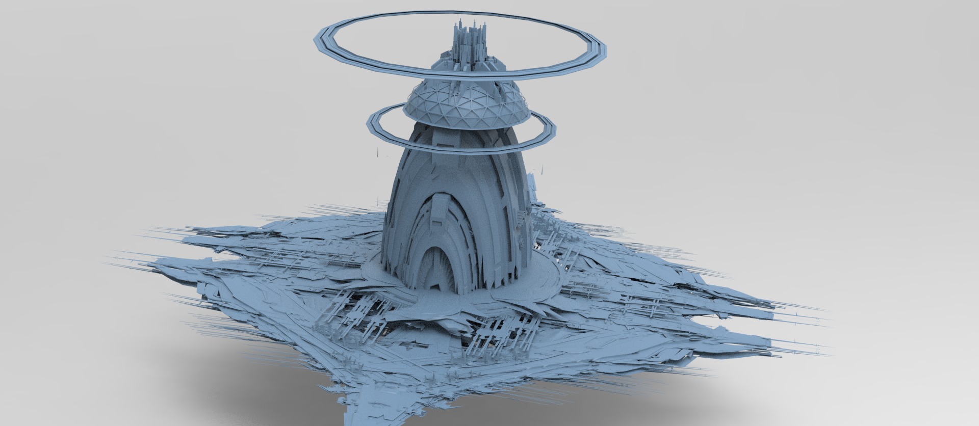 Cyberpunk Media Towers collection Low-poly 3D model_12