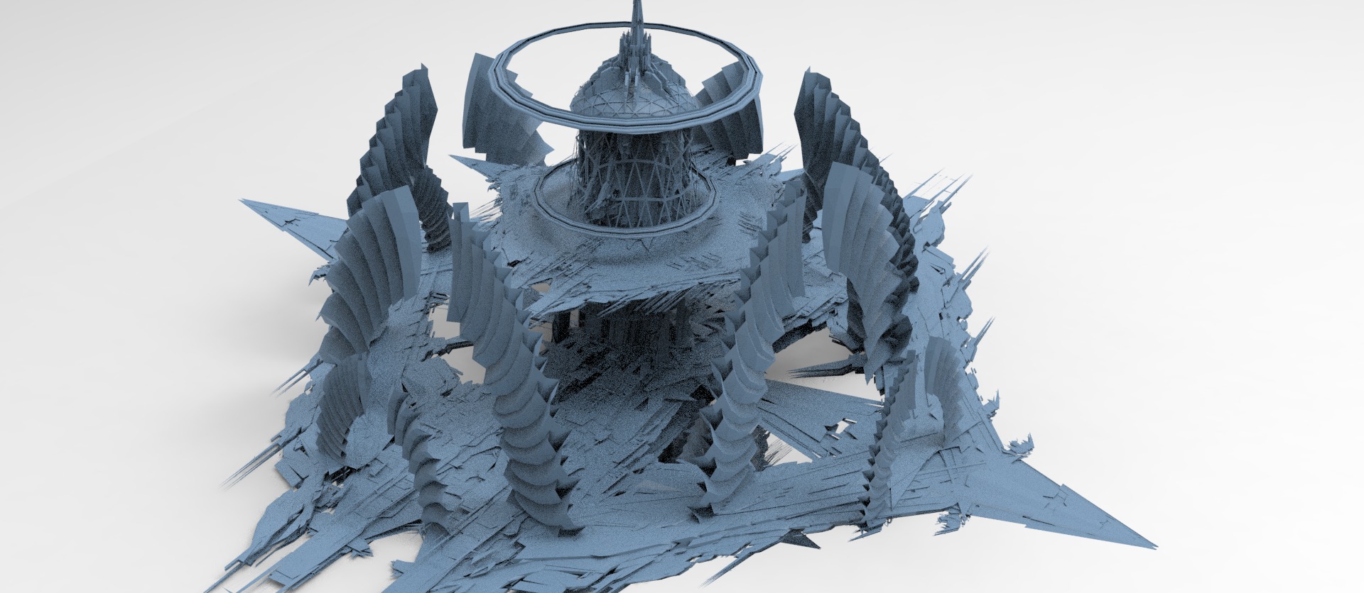 Cyberpunk Media Towers collection Low-poly 3D model_8