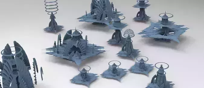 Cyberpunk Media Towers collection