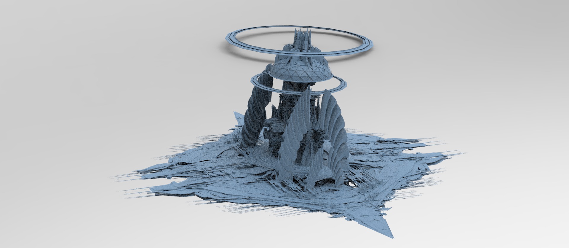 Cyberpunk Media Towers collection Low-poly 3D model_9