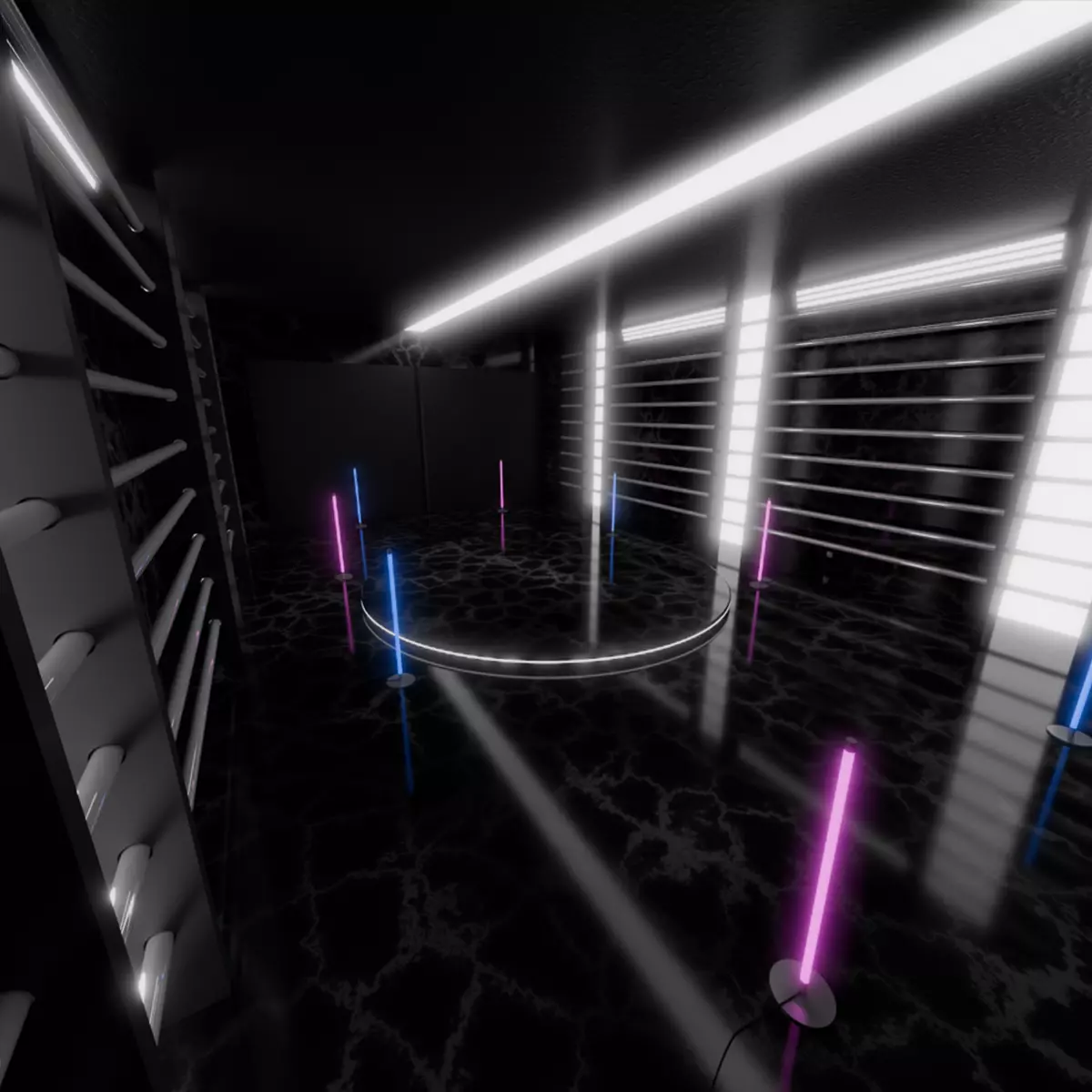 Neon Car Showroom 3D model_0