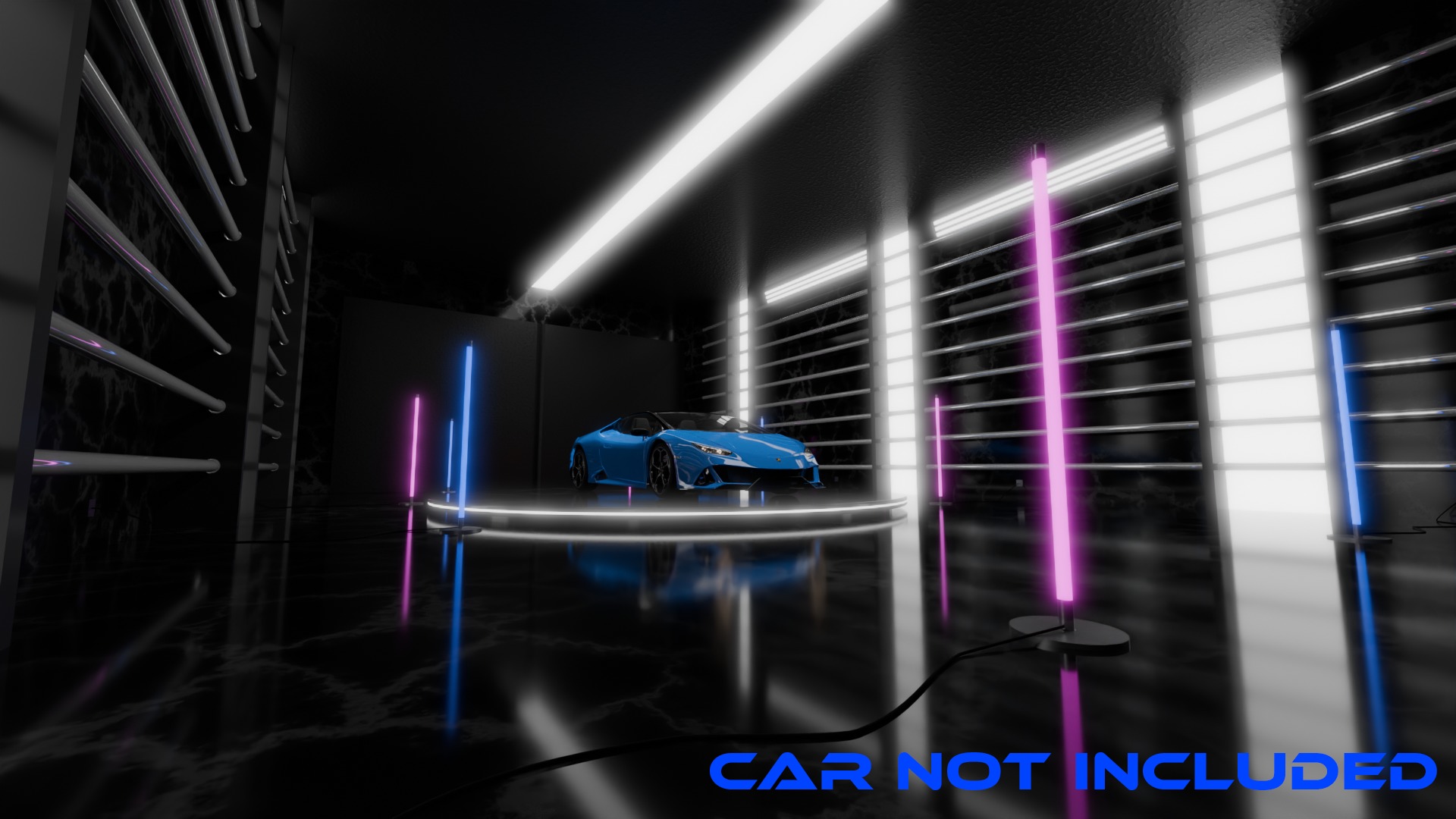 Neon Car Showroom 3D model_2