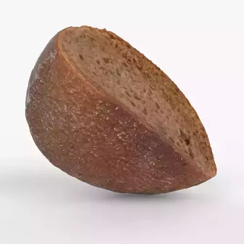Photorealistic 3D scan of half a rye bread