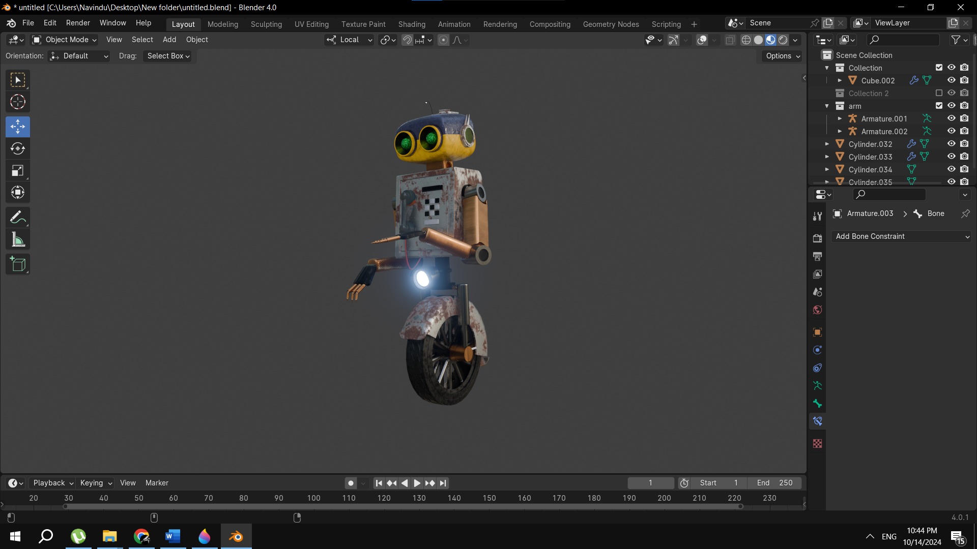 Futuristic Single Wheel Robot 3D Model 3D model_4