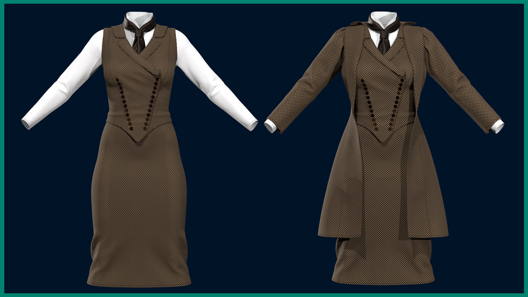 female outfit with texture 3D model_1
