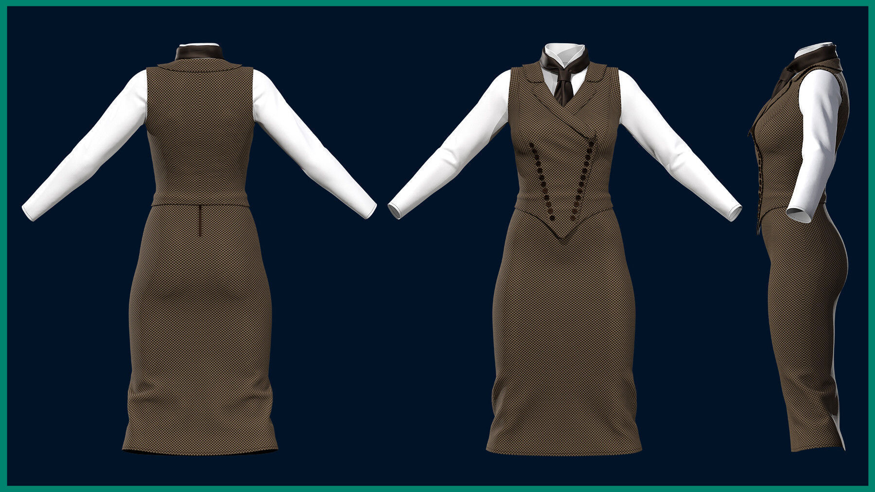 female outfit with texture 3D model_3