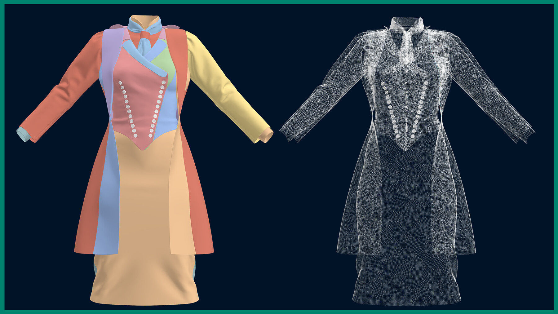 female outfit with texture 3D model_6
