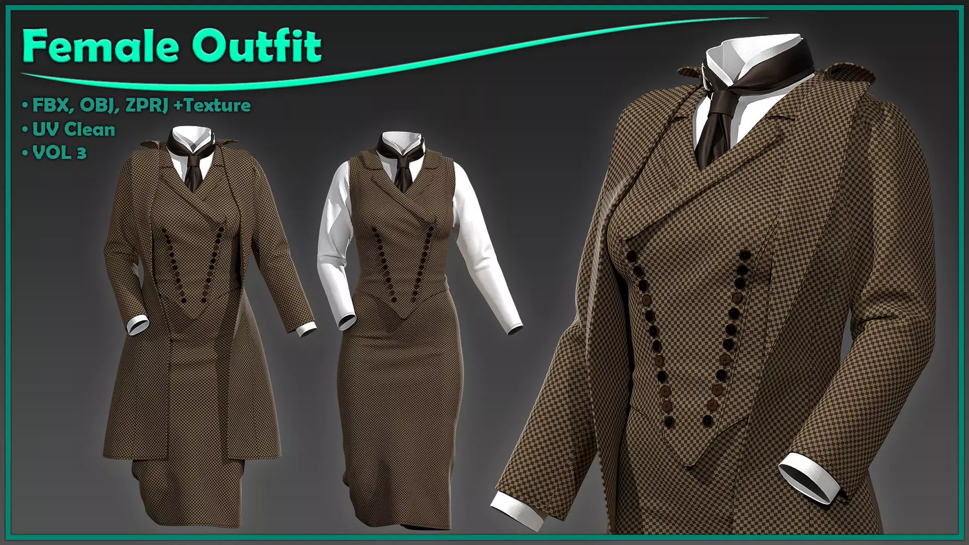 female outfit with texture 3D model_0