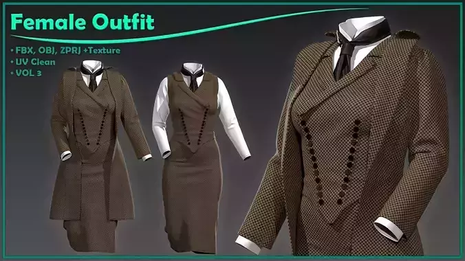 female outfit with texture 3D model female outfit with texture 3D model