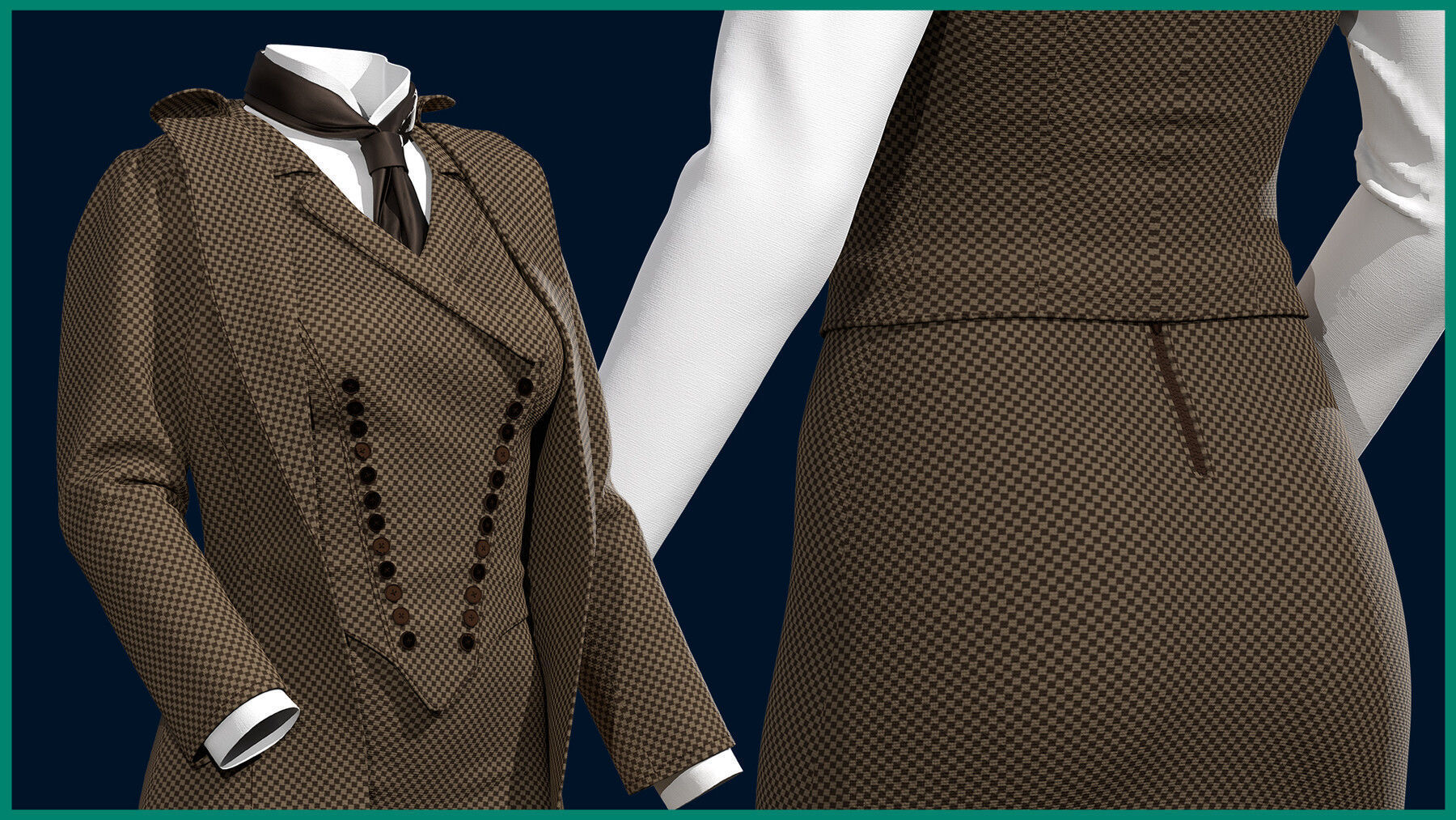 female outfit with texture 3D model_4