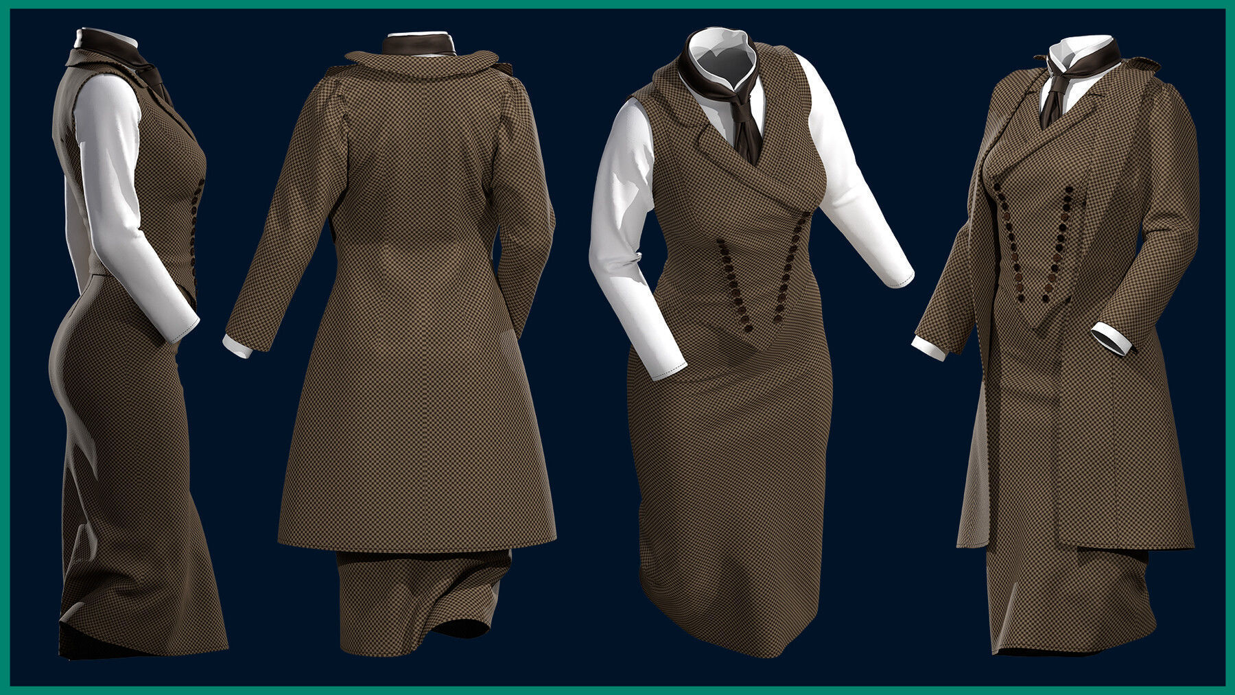 female outfit with texture 3D model_5