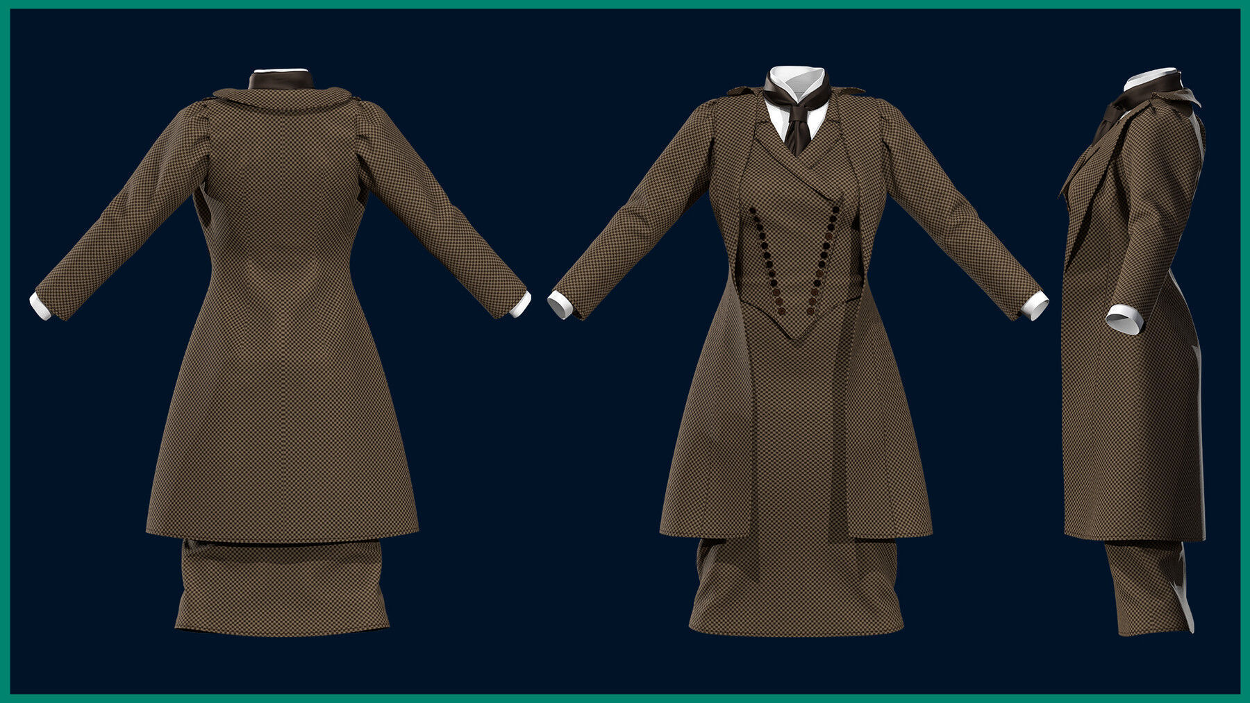 female outfit with texture 3D model_2