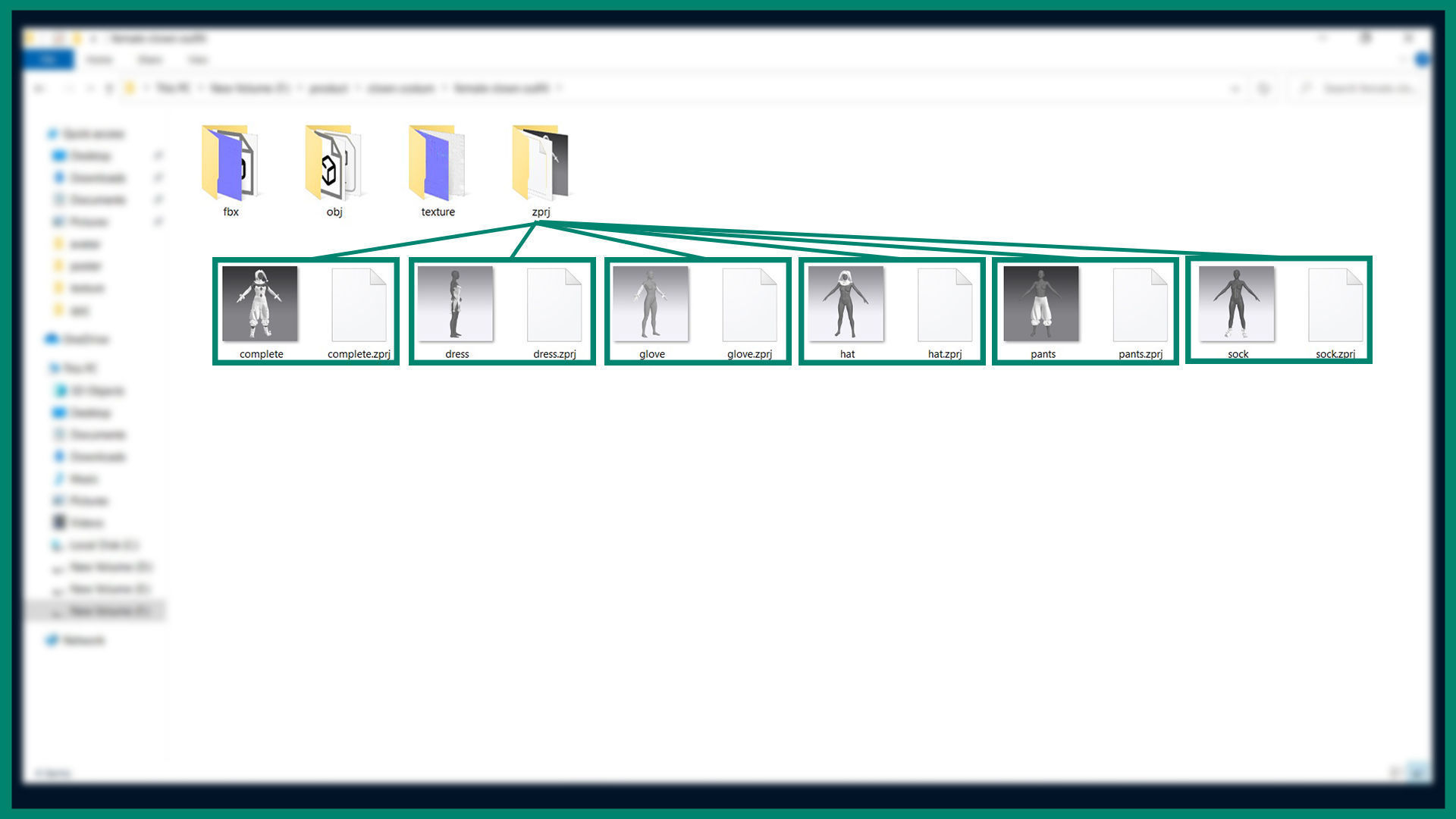 female clown or circus outfit with texture 3D model_7