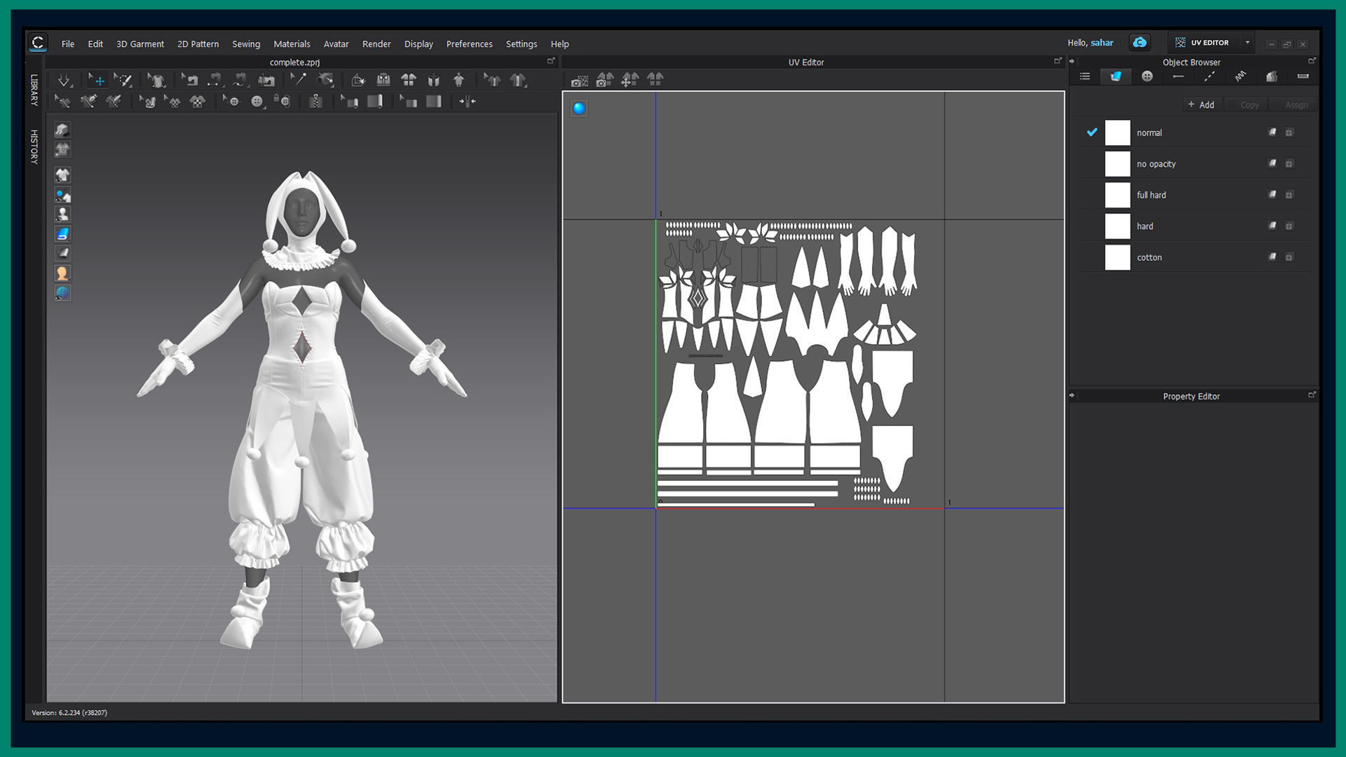 female clown or circus outfit with texture 3D model_6