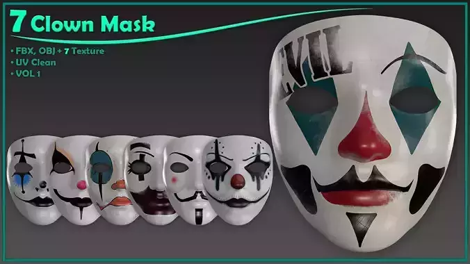 clown mask with 7texture