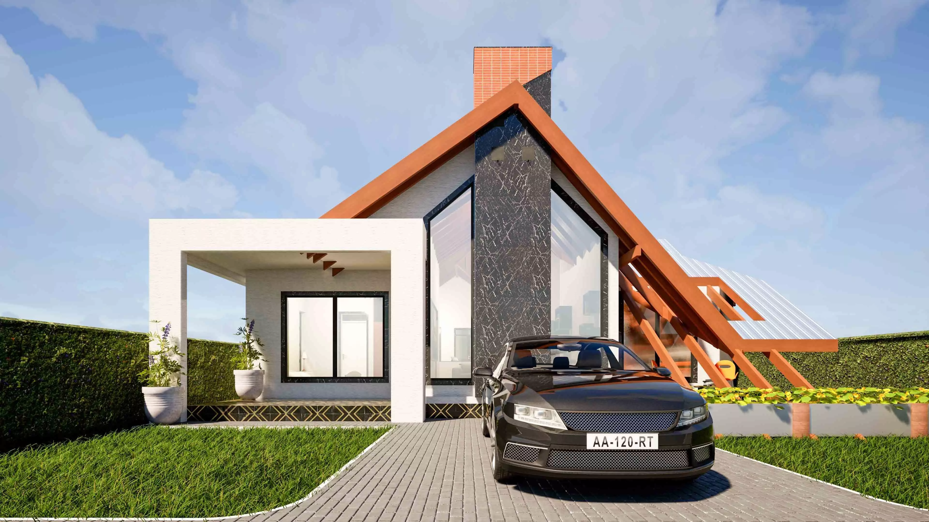 Bungalow Exterior And Interior 3D model