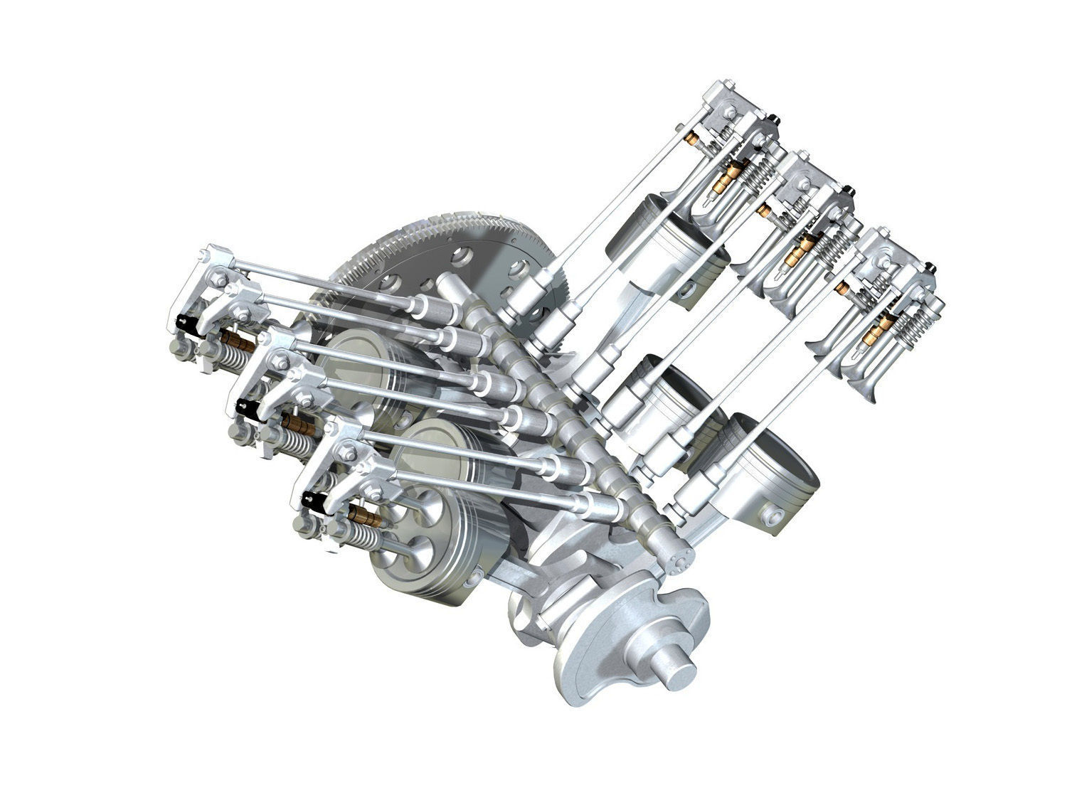 Diesel Turbo Engine with Interior Parts 3D model_13