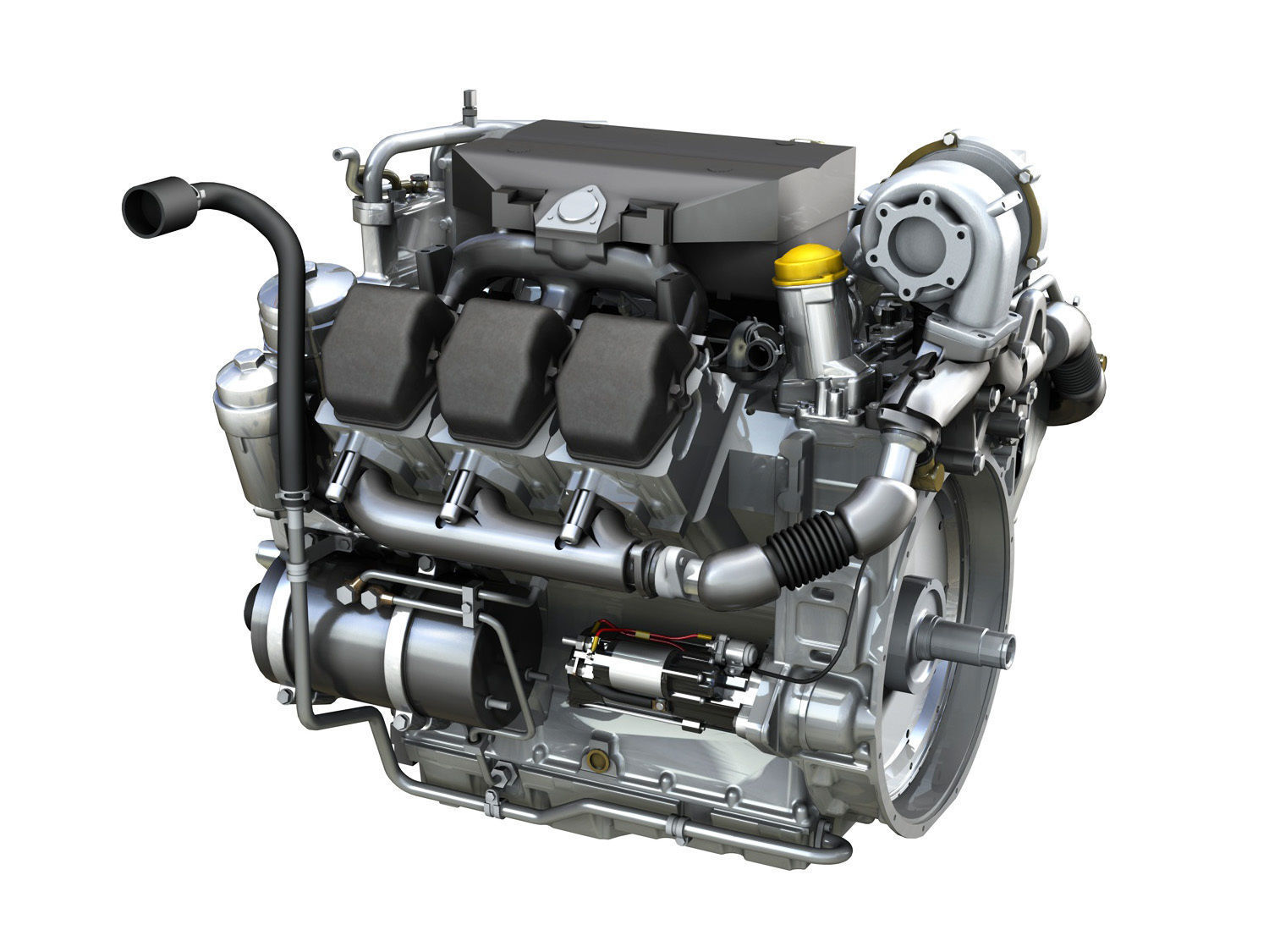 Diesel Turbo Engine with Interior Parts 3D model_3