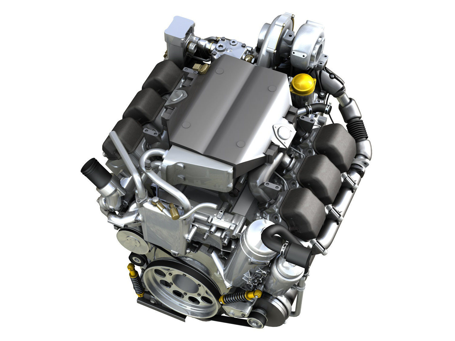 Diesel Turbo Engine with Interior Parts 3D model_7