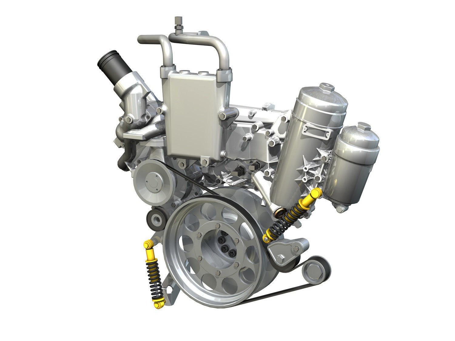 Diesel Turbo Engine with Interior Parts 3D model_15