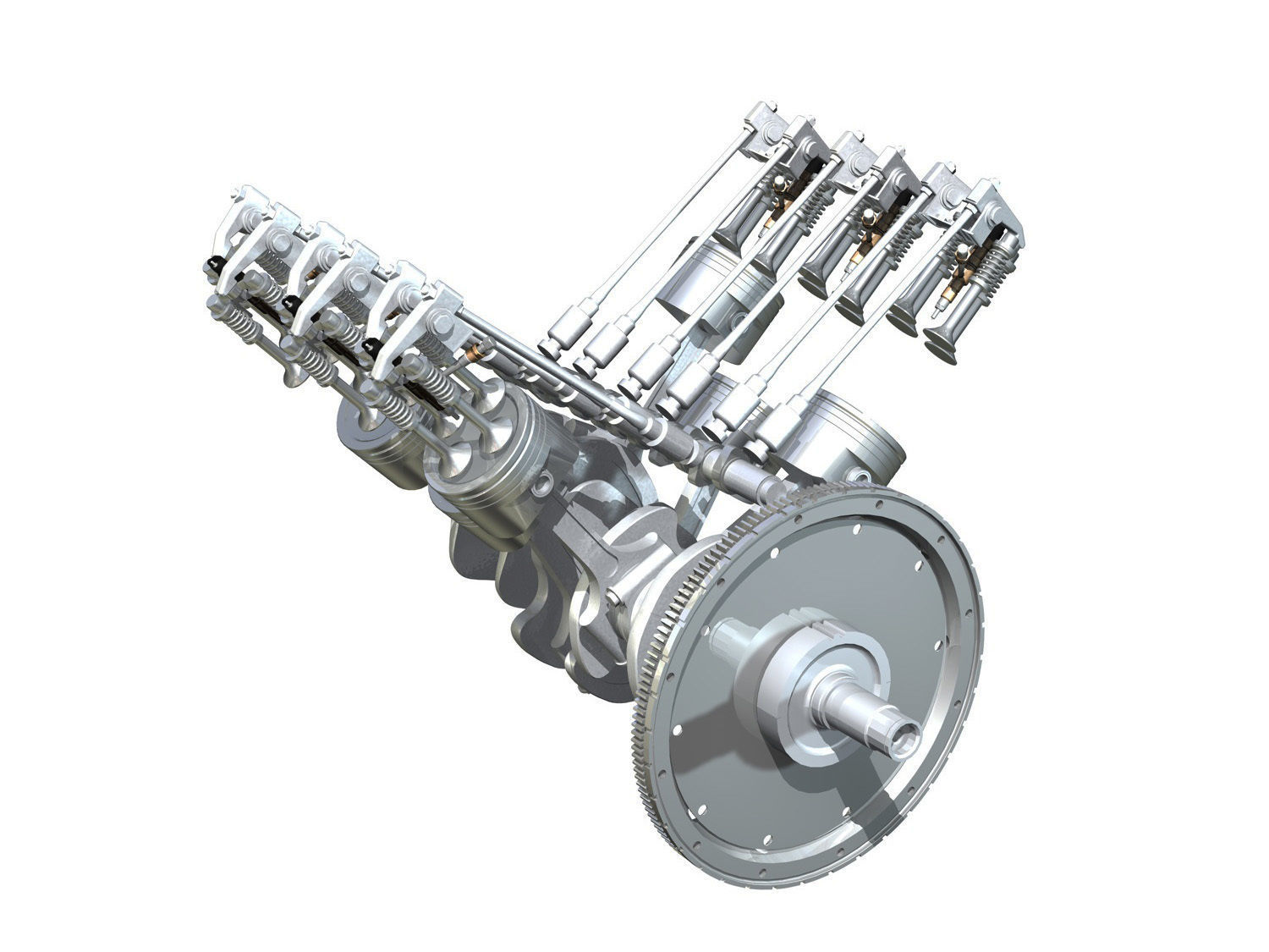 Diesel Turbo Engine with Interior Parts 3D model_14