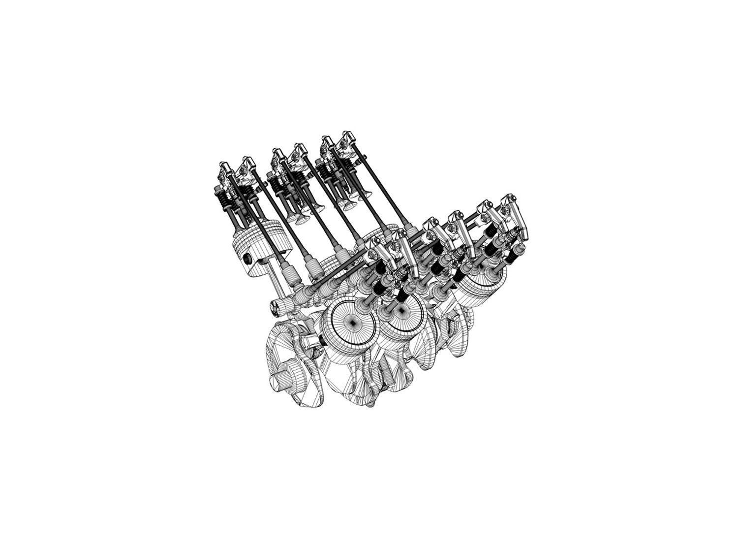 Diesel Turbo Engine with Interior Parts 3D model_18